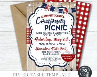 Editable Company Picnic Invitation: Client Appreciation BBQ (DIY Corjl)
