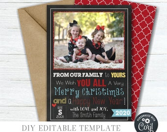 Editable Christmas Photo Card Template: DIY Holiday Card (Corjl)