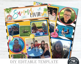 Editable Summer Scrapbook Pages: DIY Photo Album (Corjl Digital Template)