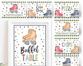Editable Roller Skating Party Food Labels (Digital Download) #BP79