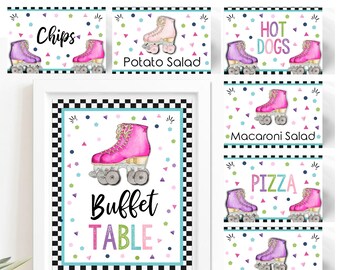 Roller Skating Party Food Labels: Editable Tent Cards (Digital Download) #BP79