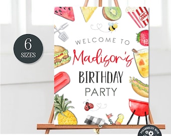 Editable Birthday BBQ Welcome Sign: Picnic Party Decor (Digital Download) #BP140