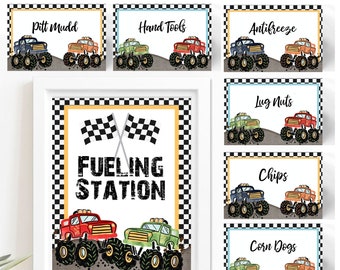 EDITABLE Monster Truck Food Label Tent Card, Monster Truck Food Label Template, DIY Editable Food Tent Cards - DIY with Corjl - #BP10