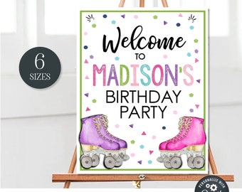 Roller Skating Birthday Welcome Sign: Editable Party Poster (Digital) #BP79