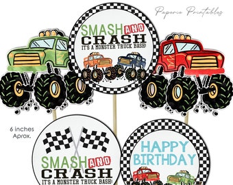 Monster Truck Birthday Party Centerpiece & Photo Props (Digital Download) #BP10