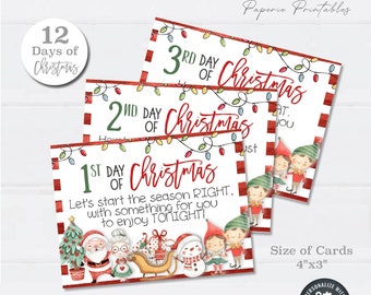 EDITABLE 12 days of Christmas Printable Tags, 12 Days of Christmas Present Tags, Printable Christmas Tags, 12 Days - DIY with Corjl - #CG16