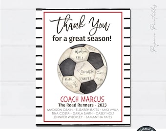 Editable Soccer Coach Gift Printable: Team Appreciation (DIY Corjl)
