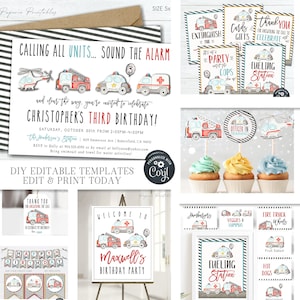 EDITABLE First Responders Birthday Party, First Responders Party Decorations, First Responders Invitation, Emergency Birthday, DIY - #BP125