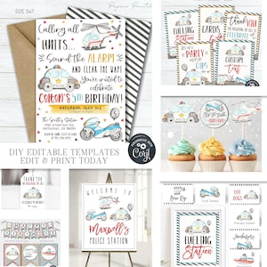 EDITABLE Police Birthday Party, Police Party Decorations, Police Birthday Invitation, Emergency Birthday Party, DIY with Corjl - #BP146 (1)