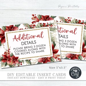 Editable Christmas Additional Details Cards, Christmas Party Details Card, Additional Details Template, Christmas Template, DIY Corj - #CP89