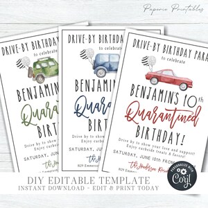 Editable Drive-By Birthday Parade Invitation: Boy Quarantine Theme (DIY Template) #BP46