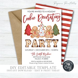 EDITABLE Christmas Cookie Decorating Party Invitation - Holiday Cookie Decorating Invitation - Christmas Cookie - DIY Edit with Corjl- #CP50