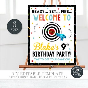 Editable Laser Tag Birthday Party Welcome Sign - Laser Tag Welcome Party Sign - Laser Tag Birthday - Welcome To Party - DIY with Corjl-#BP08