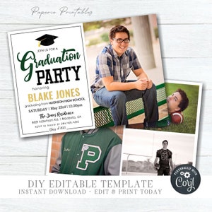 Gold Foil Graduation Party Invitation: Photo Template (DIY Corjl) #GP08