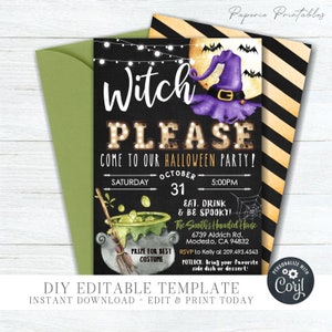 Editable Halloween Party Invitation: Witch Please DIY Template (5x7) (Digital Download)