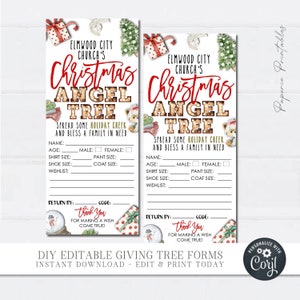 EDITABLE Angel Tree Gift Tags, Christmas Angel Tree Fundraiser Form, Angel Tree Gift Tag Form, Angel Tree Tags - DIY with Corjl - #CF54