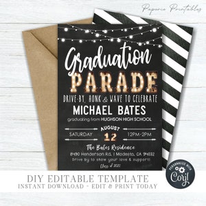 Editable Graduation Parade Invitation: Photo Option (DIY Corjl Template) #GP35