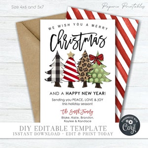 EDITABLE Merry Christmas & Happy New Year - No Photo Christmas Card - Company Christmas Card - Business Christmas Card-DIY Edit Corjl-#CC106