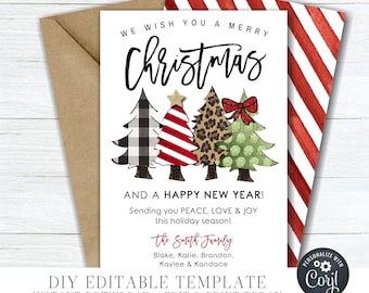 EDITABLE Merry Christmas & Happy New Year - No Photo Christmas Card - Company Christmas Card - Business Christmas Card-DIY Edit Corjl-#CC106