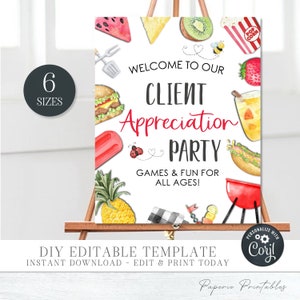 Editable BBQ Welcome Sign: Summer Picnic Party Decor (DIY Corjl)