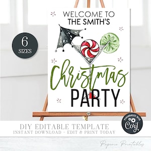 Editable Christmas Welcome Sign, Holiday Welcome Sign, Christmas Cocktail Party Welcome Poster, Christmas Sign - DIY with Corjl - #CP62