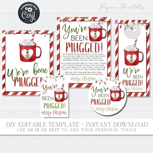 EDITABLE You've Been Mugged Christmas Printable - Hug in a Mug Christmas Game - Mugged Neighborhood Christmas Game - DIY with Corjl - #CG12