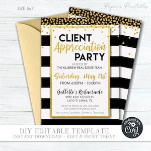 EDITABLE Client Appreciation Party Invitation - Realtor Appreciation Invitation - Employee Appreciation Invitation - DIY Corjl - #COP03