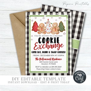 EDITABLE Holiday Cookie Exchange Invitation - Christmas Cookie Party Invitation - Christmas Cookie Decorating - DIY Edit with Corjl - #CP18