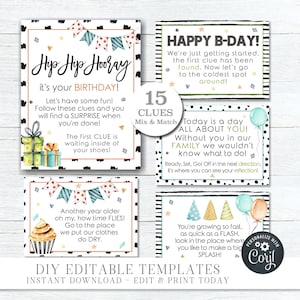 EDITABLE Birthday Treasure Hunt Printable - Scavenger Hunt Birthday Game - Boy Birthday Party Game - Tween Teenager Treasure Hunt - #TH07