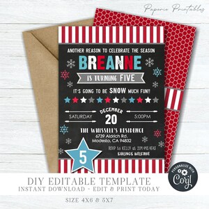 EDITABLE Winter Birthday Invitation - Girl or Boy Options - Snow Much Fun Birthday Invitation - Photo Birthday Invite- DIY with Corjl- #BP24