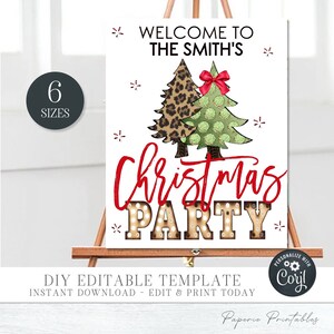 Editable Christmas Welcome Sign, Holiday Welcome Sign, Christmas Cocktail Party Welcome Poster, Christmas Sign - DIY with Corjl - #CP01 (2)