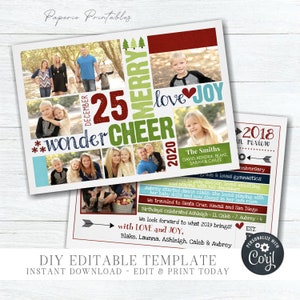 EDITABLE Year in Review Christmas Photo Card -  8 Photo Layout - Christmas Photo Card - Year in Review Template - DIY Edit with Corjl- #CC12