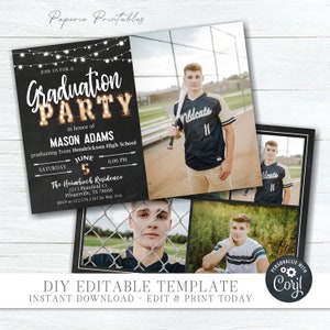 Editable Photo Graduation Party Invitation Template (DIY Edit) #GP14