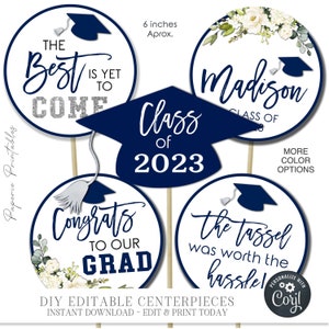 Editable Graduation Centerpiece Decorations CLASS OF 20XX (Digital Download)