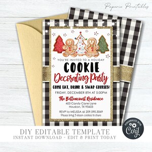 EDITABLE Holiday Cookie Exchange Invitation - Christmas Cookie Party Invitation - Christmas Cookie Decorating - DIY Edit with Corjl - #CP18