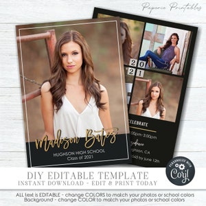 Editable Gold Foil Graduation Party Invitation: School Colors (DIY Digital Download) #GP46