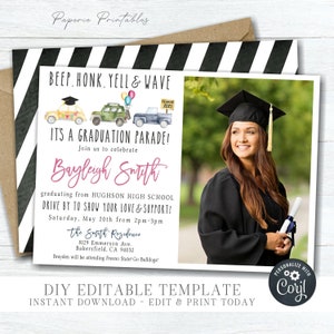 Editable Graduation Parade Invitation: DIY Corjl Template (Digital Download) #GP30