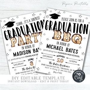 EDITABLE Graduation BBQ Invitation, Graduation Party Template, Photo Graduation Invitation, Class of 2024 - DIY Edit with Corjl - #GP15