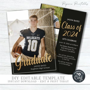 EDITABLE Graduation Party Invitation, Class of 2024 Graduation Ceremony Invitation, Masculine Graduation, Color Match School Colors - #GP45