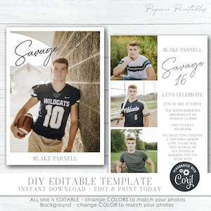 EDITABLE Savage 16 Male Birthday Invitation - Boy Birthday Invitation - Male Birthday Photo Invitation - DIY Template - DIY with Corjl-#BP96