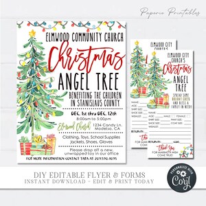 EDITABLE Angel Tree Flyer and Tags Christmas Angel Tree Flyer Angel