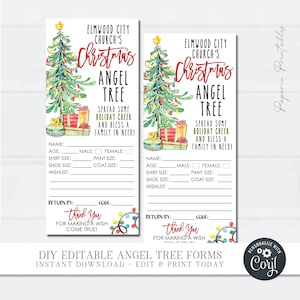 EDITABLE Angel Tree Gift Tags, Christmas Angel Tree Fundraiser Form, Angel Tree Gift Tag Form, Angel Tree Tags - DIY with Corjl - #CF52 (8)
