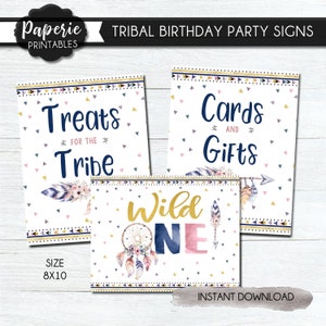 BOHO Chic Tribal Birthday Party Signs - Treats for the Tribe - Bohemian Party Favor Sign -Tribal Cards and Gift Table Sign-INSTANT DOWNLOAD-