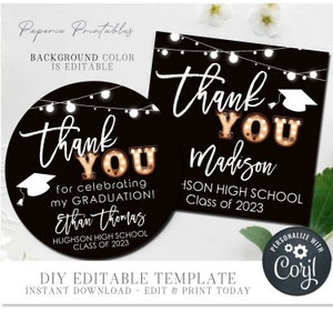 EDITABLE Graduation Gift Tags, Masculine Graduation Tags, Graduation Circle Favor Tag, Square Tag, Editable Graduation Tag - DIY Corjl #GP48