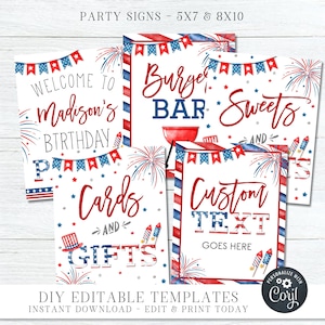 EDITABLE 4th of July Party Sign, 4th of July Birthday Party Sign, 4th of July Decorations, Patriotic Party Sign, DIY - BP91 BP92 BP89 BP94