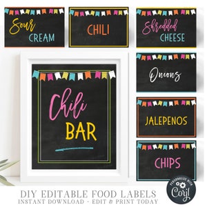 EDITABLE Birthday Party Food Tent Labels, Chalkboard Food Labels, Girl Birthday Party Food Labels, Food Tent Cards - DIY with Corjl - #BP101