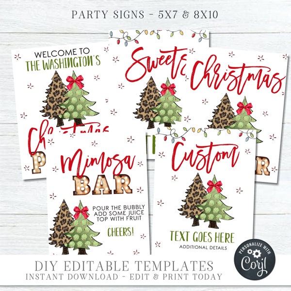 Editable Christmas Party Signs, Holiday Party Signs, Christmas Party Decorations, Christmas Party Printables - DIY Edit Corjl - #CP01 #CP16