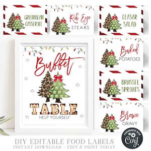 EDITABLE Christmas Food Labels, Christmas Food Tents, Christmas Party Food Labels, Christmas Decorations Printable - DIY w/Corjl - #CP01 (2)