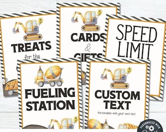 EDITABLE Construction Party Signs, DIY Construction Party Signs, Fueling Station Template, Treats for Crew - DIY Edit with Corjl - #BP48