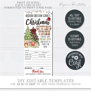 EDITABLE Giving Tree Flyer and Tags, Christmas Giving Tree Flyer ...